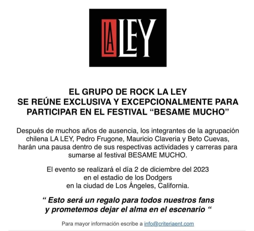 La Ley anuncia su regreso por un único festival