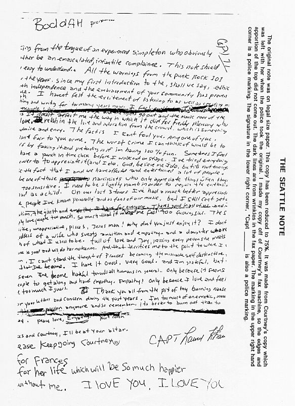 Carta de suicidio de Kurt Cobain