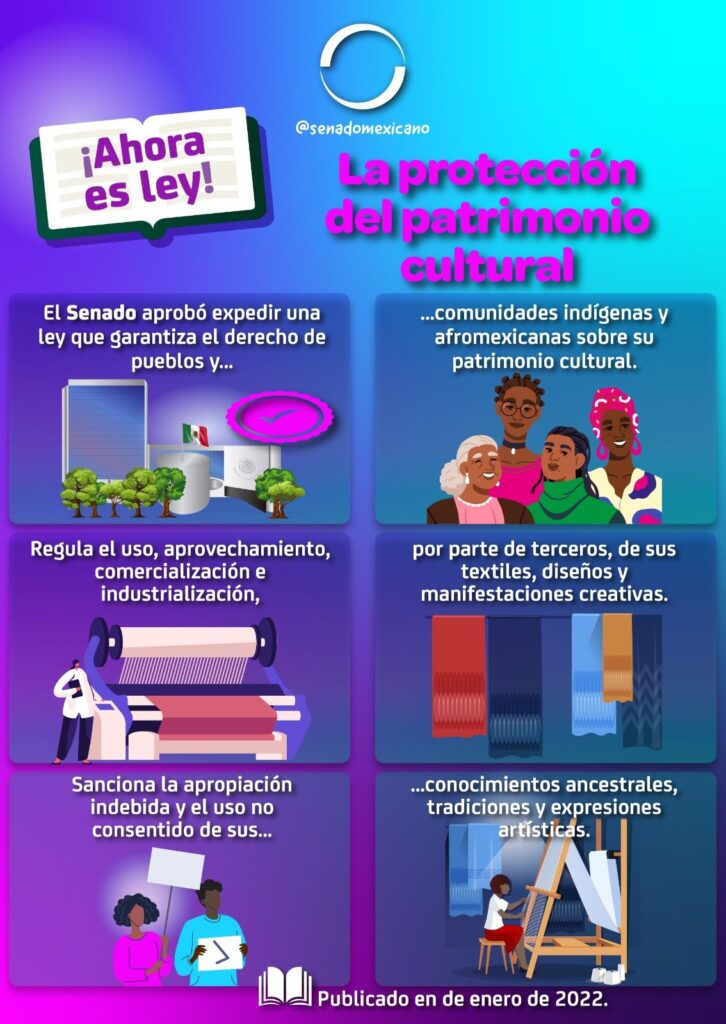 Los textiles, diseños y las manifestaciones creativas de comunidades indígenas y afromexicanas están protegidos por una ley expedida en el Senado, ¿la conocen?