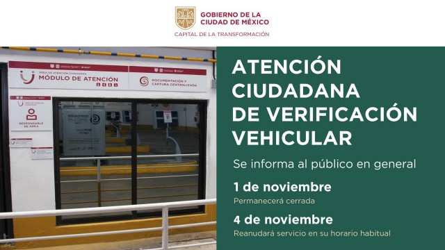 Suspende SEDEMA Verificación Vehicular el 1 de noviembre