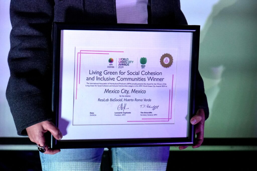 Recibe CDMX el premio AIPH World Green City 2024 por el Huerto Roma Verde