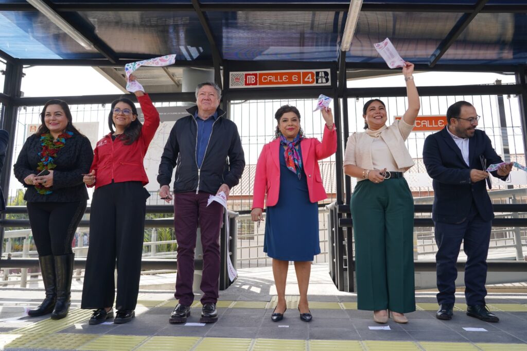 Clara Brugada inaugura la Estación Calle 6 del Metrobús en Agrícola Pantitlán