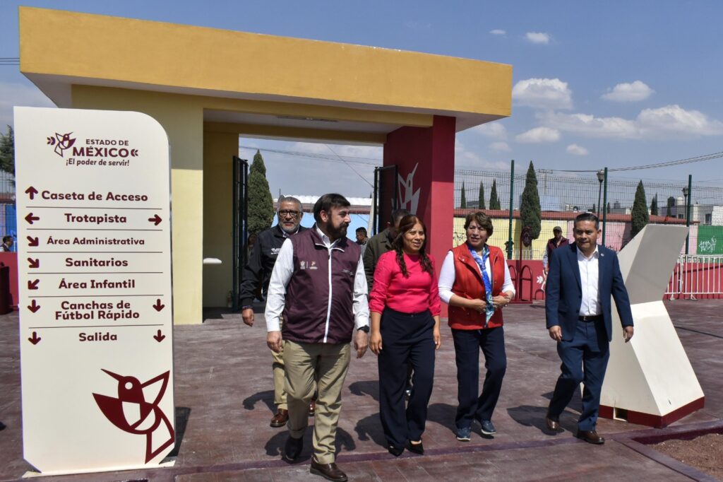 Entrega Delfina Gómez la renovada Unidad Deportiva Santa Inés en Nextlalpan