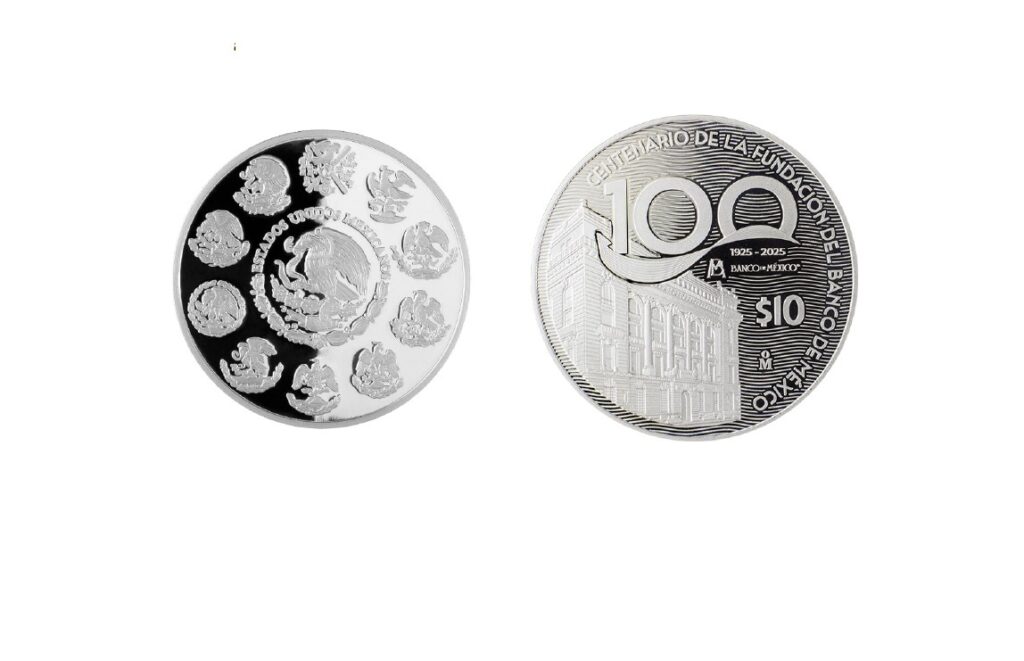 Banxico celebra 100 años con moneda de plata y billetes conmemorativos