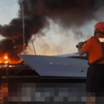 Marina auxilia embarcación incendiada frente a costas de Puerto Vallarta