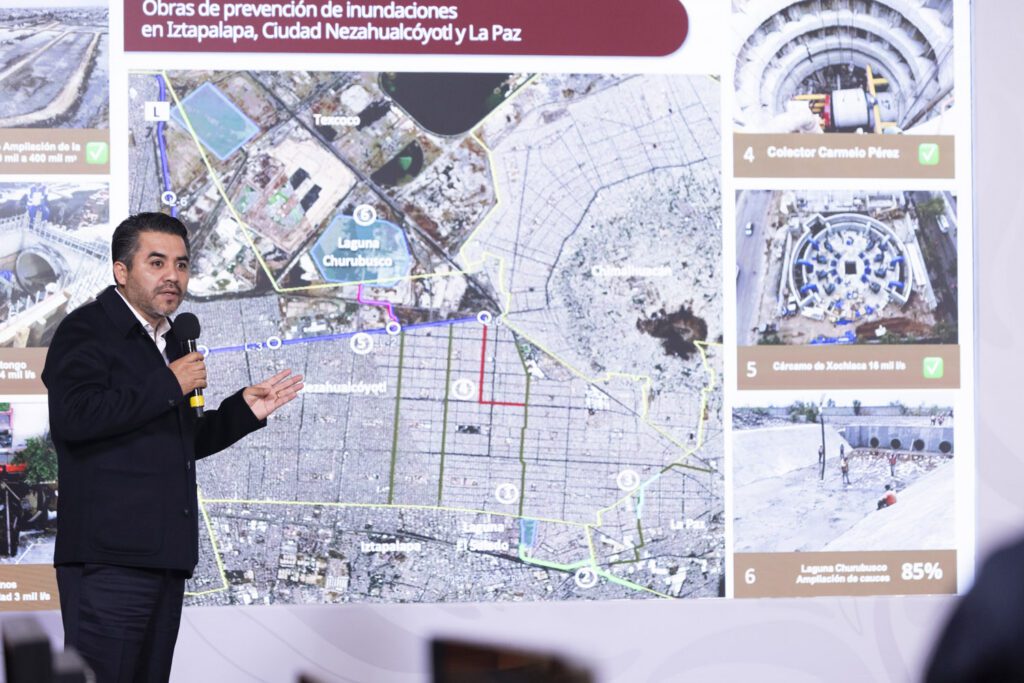 Obras contra inundaciones en Oriente del Edoméx avanzan 90%