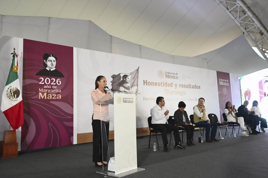 Sheinbaum destaca apoyo social y obras en Durango